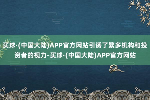 买球·(中国大陆)APP官方网站引诱了繁多机构和投资者的视力-买球·(中国大陆)APP官方网站